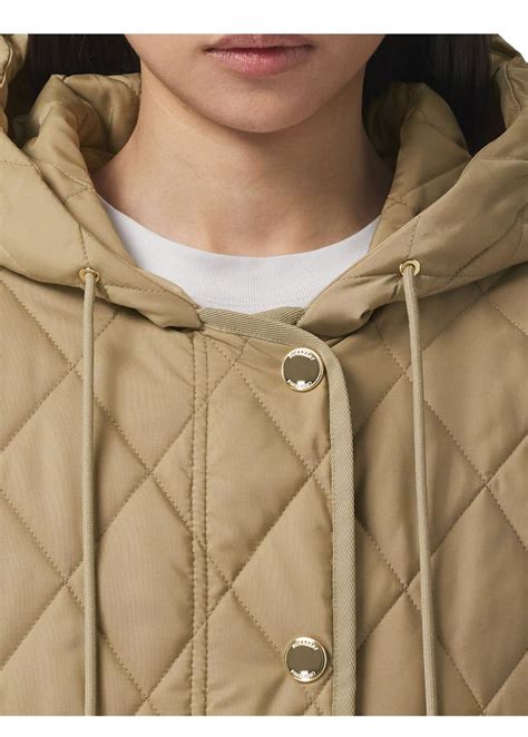 diamond quilted thermoregulated hooded coat